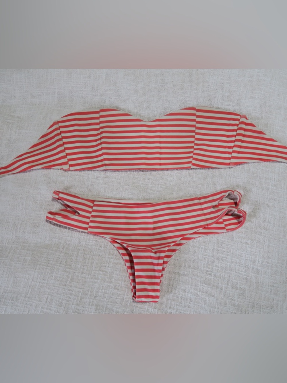 Striped Orange Bandeau Bikini Set